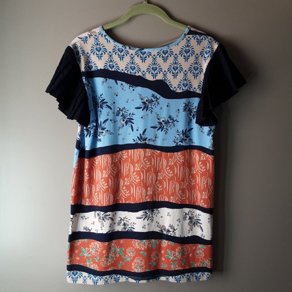 Cupio Top | Blue Tan Orange Floral | New! Small - Picture 5 of 14